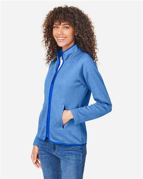 Core365 Women's Venture Heathered Stripe Full-Zip Jacket - CE72W True Royal- White