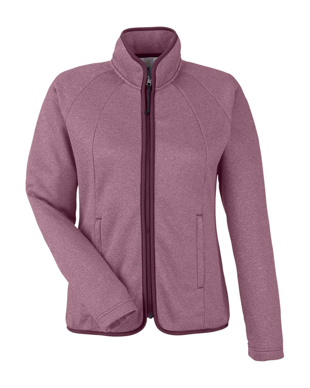 Core365 Women's Venture Heathered Stripe Full-Zip Jacket - CE72W Burgundy- White