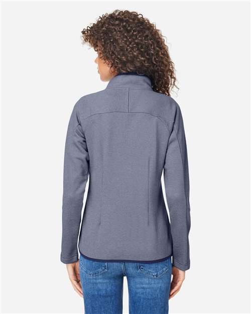 Core365 Women's Venture Heathered Stripe Full-Zip Jacket - CE72W Classic Navy- White