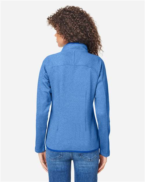 Core365 Women's Venture Heathered Stripe Full-Zip Jacket - CE72W True Royal- White