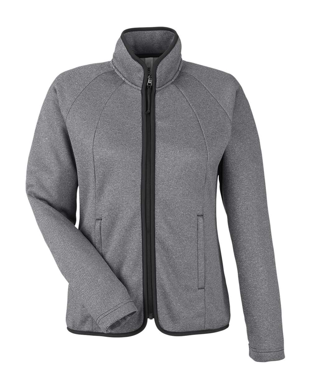 Core365 Women's Venture Heathered Stripe Full-Zip Jacket - CE72W Black- White