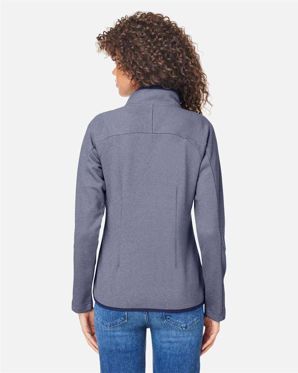 Core365 Women's Venture Heathered Stripe Full-Zip Jacket - CE72W Classic Navy- White