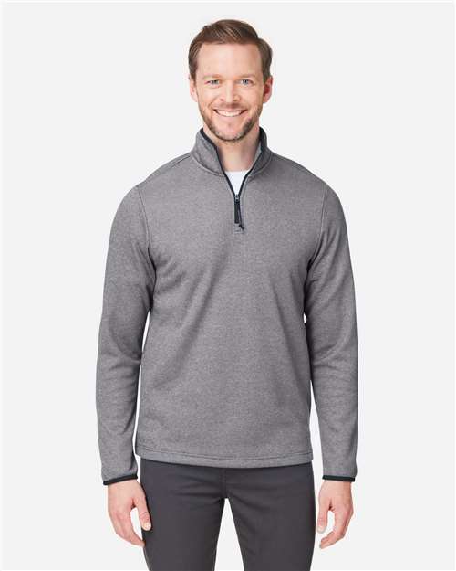 Core365 Men's Venture Heathered Stripe Quarter-Zip Pullover - CE73 Black- White