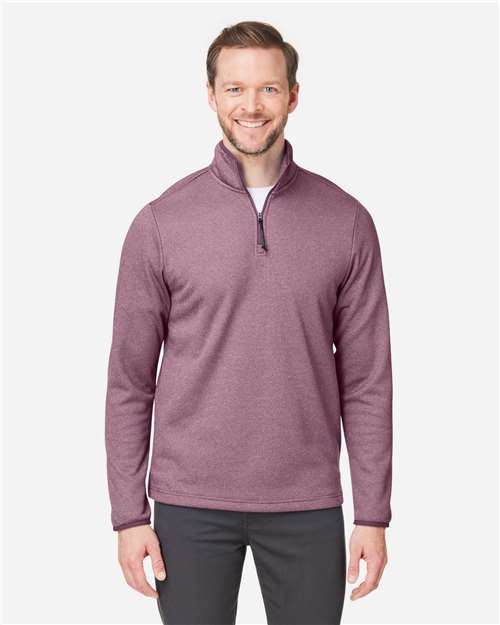 Core365 Men's Venture Heathered Stripe Quarter-Zip Pullover - CE73 Burgundy- White