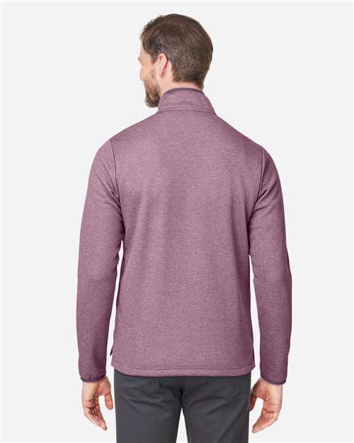 Core365 Men's Venture Heathered Stripe Quarter-Zip Pullover - CE73 Burgundy- White