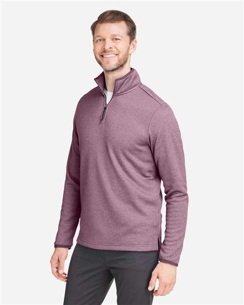 Core365 Men's Venture Heathered Stripe Quarter-Zip Pullover - CE73 Burgundy- White