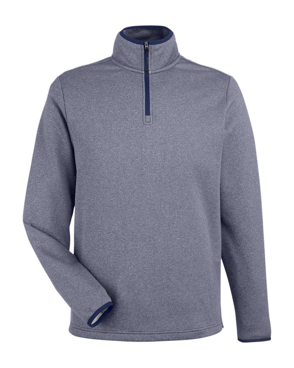 Core365 Men's Venture Heathered Stripe Quarter-Zip Pullover - CE73 Classic Navy- White