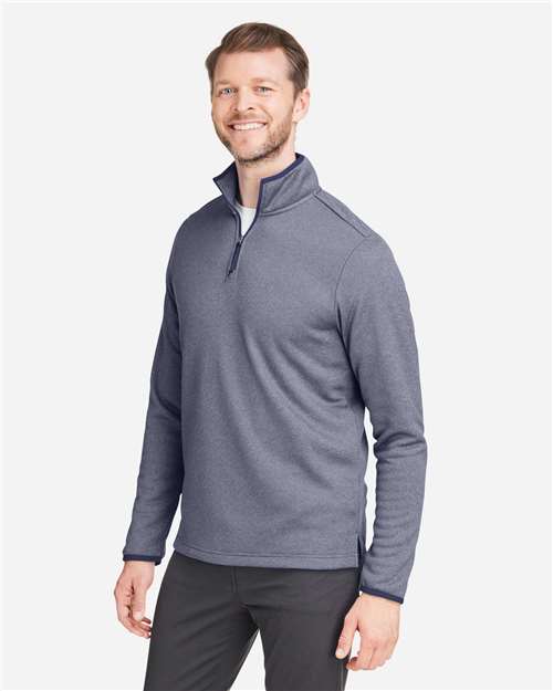 Core365 Men's Venture Heathered Stripe Quarter-Zip Pullover - CE73 Classic Navy- White