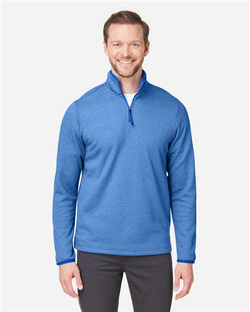 Core365 Men's Venture Heathered Stripe Quarter-Zip Pullover - CE73 True Royal- White