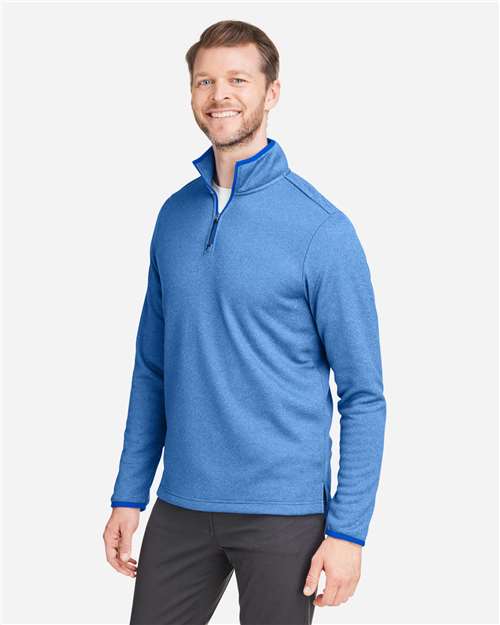 Core365 Men's Venture Heathered Stripe Quarter-Zip Pullover - CE73 True Royal- White
