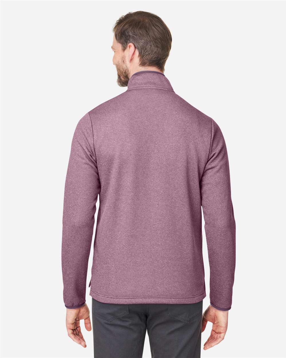 Core365 Men's Venture Heathered Stripe Quarter-Zip Pullover - CE73 Burgundy- White