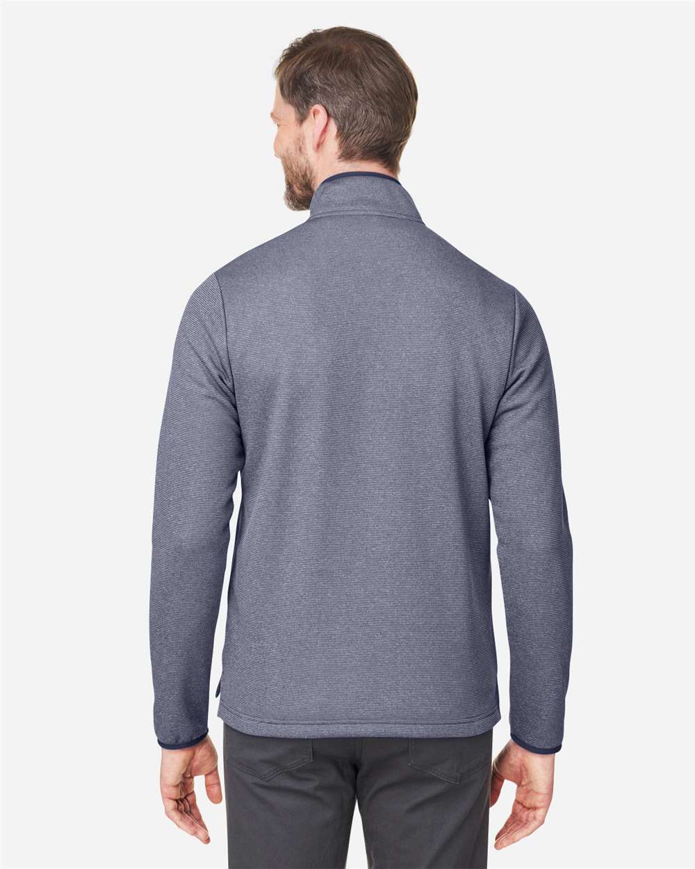 Core365 Men's Venture Heathered Stripe Quarter-Zip Pullover - CE73 Classic Navy- White