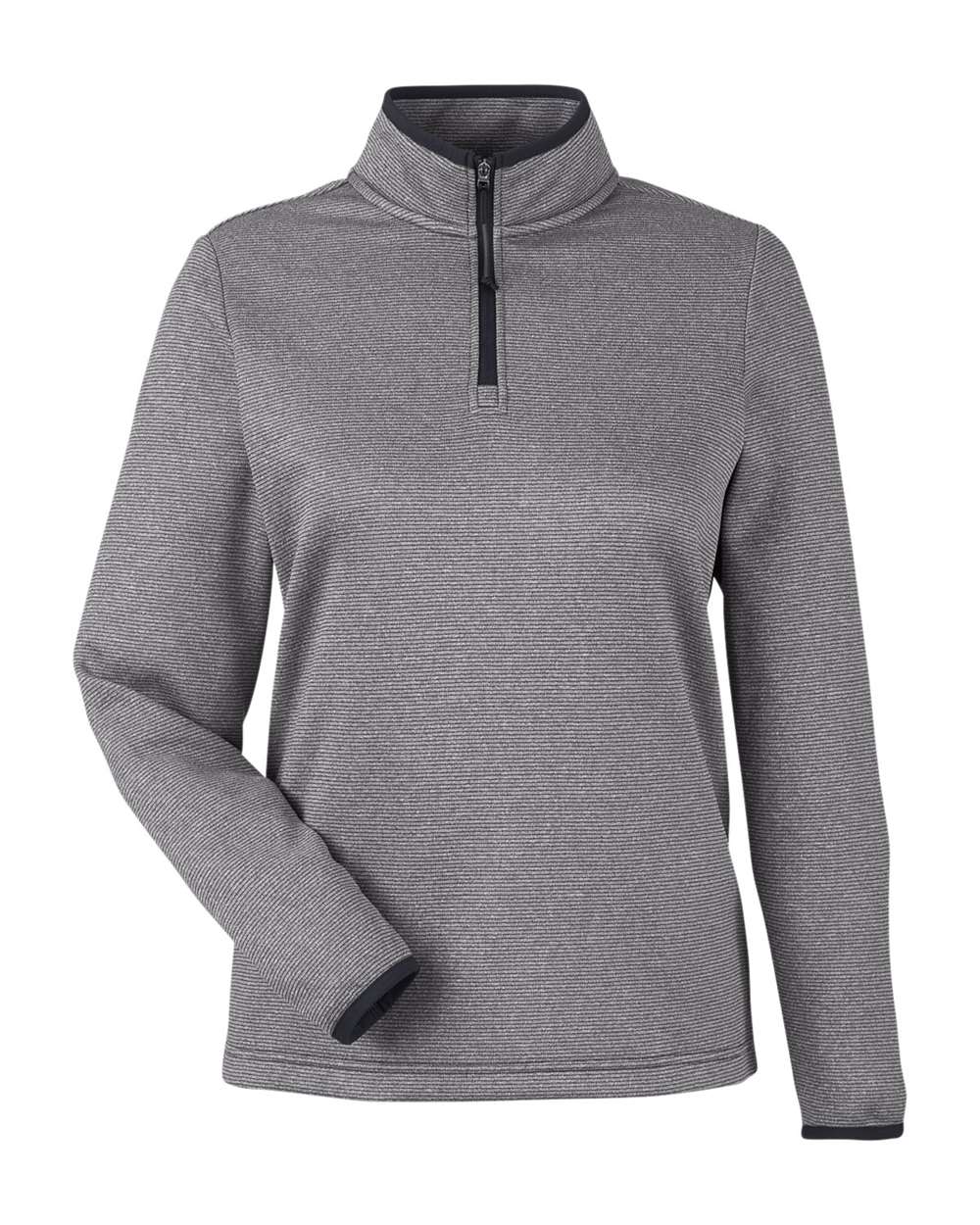 Core365 Women's Venture Heathered Stripe Quarter-Zip Pullover - CE73W Black- White