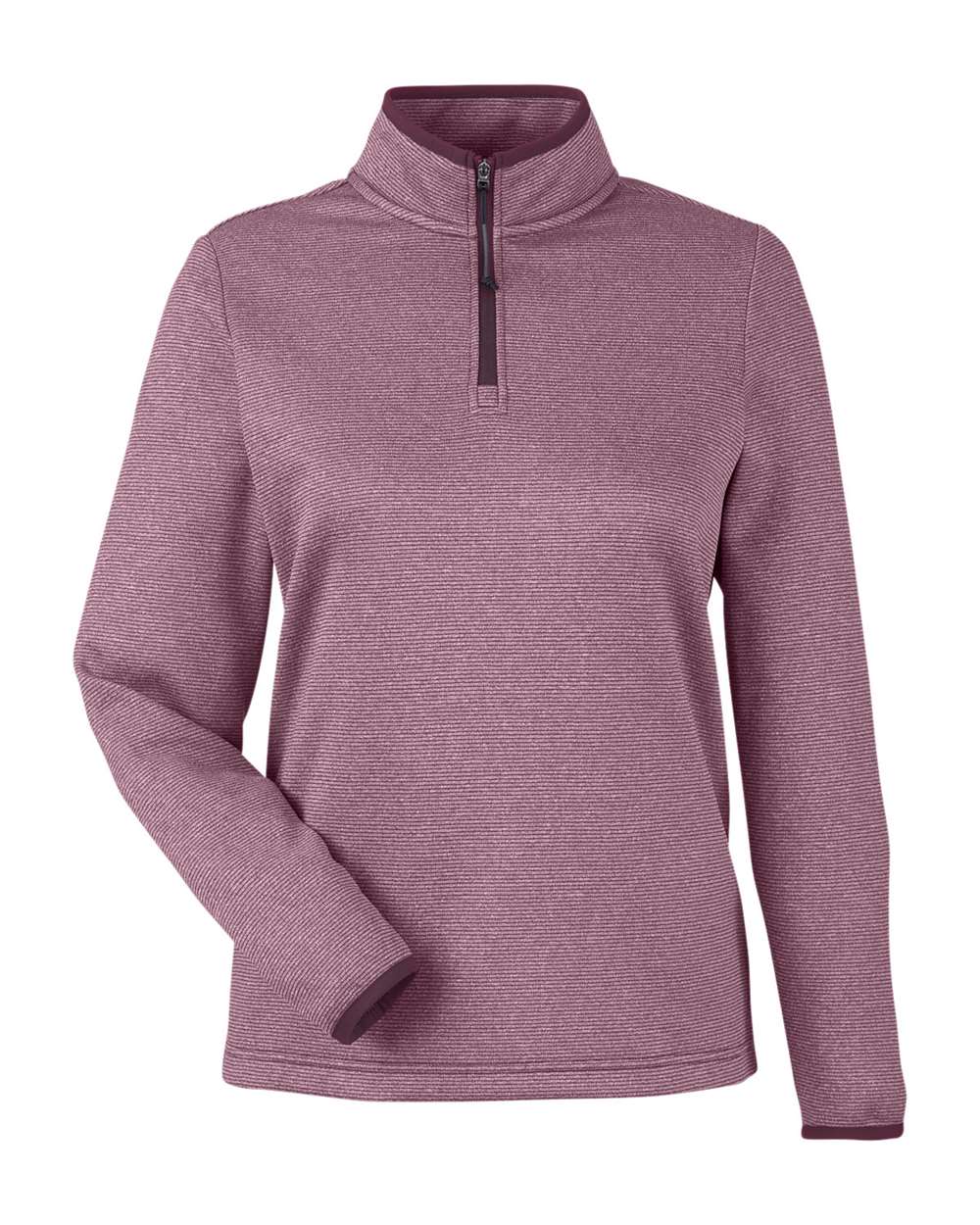 Core365 Women's Venture Heathered Stripe Quarter-Zip Pullover - CE73W Burgundy- White