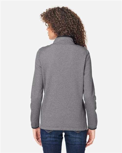 Core365 Women's Venture Heathered Stripe Quarter-Zip Pullover - CE73W Black- White