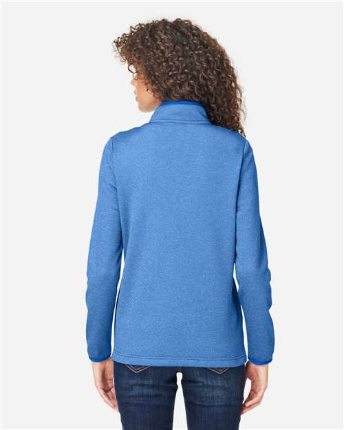 Core365 Women's Venture Heathered Stripe Quarter-Zip Pullover - CE73W True Royal- White