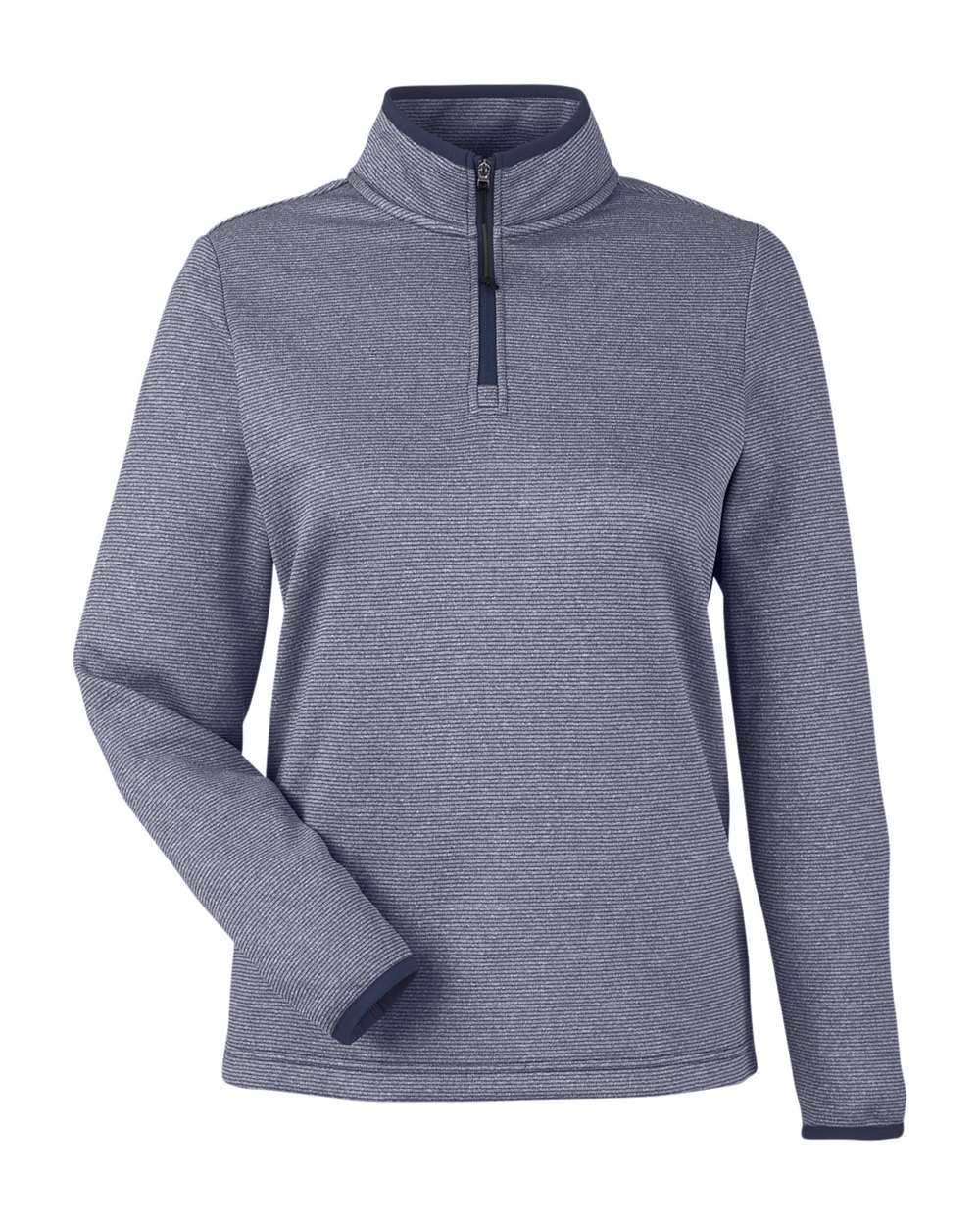 Core365 Women's Venture Heathered Stripe Quarter-Zip Pullover - CE73W Classic Navy- White