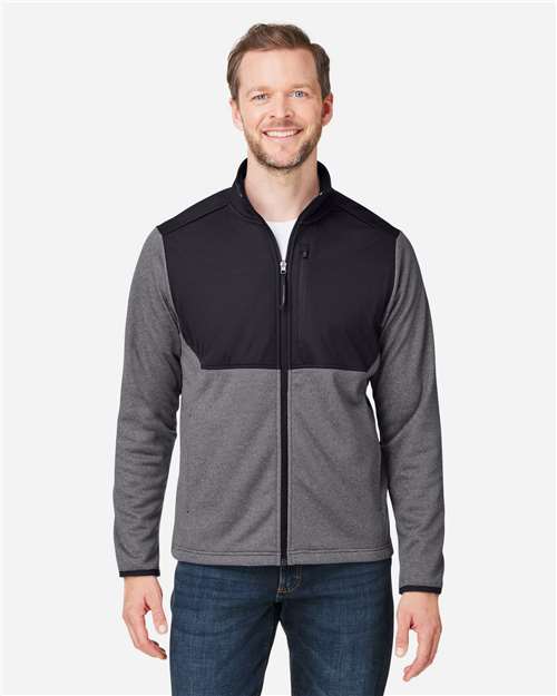 Core365 Men's Venture Heathered Stripe Hybrid Jacket - CE74 Black- White