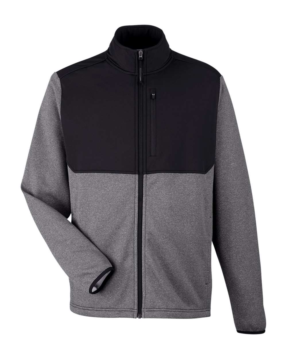 Core365 Men's Venture Heathered Stripe Hybrid Jacket - CE74 Black- White