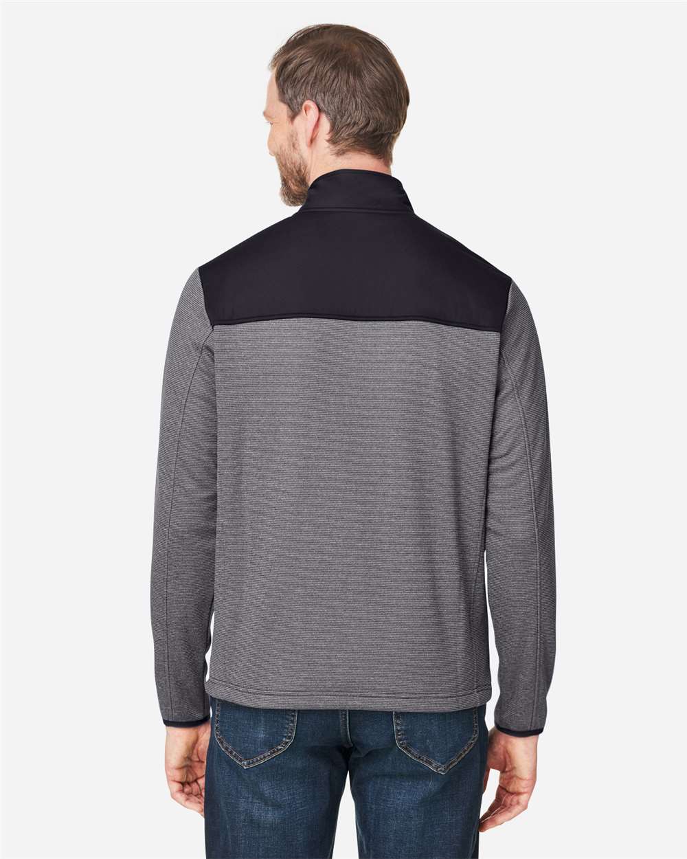 Core365 Men's Venture Heathered Stripe Hybrid Jacket - CE74 Black- White