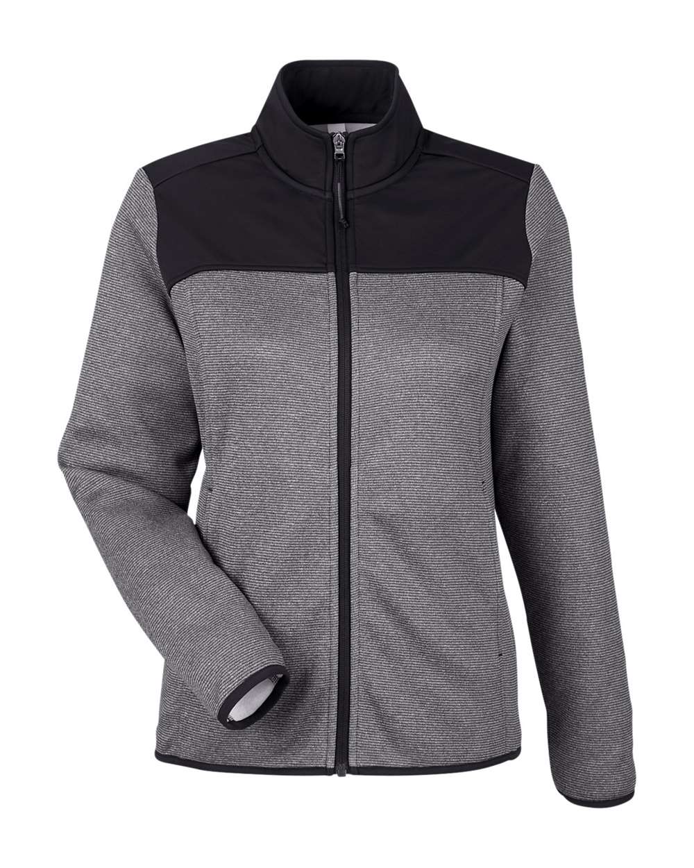 Core365 Women's Venture Heathered Stripe Hybrid Jacket - CE74W Black- White