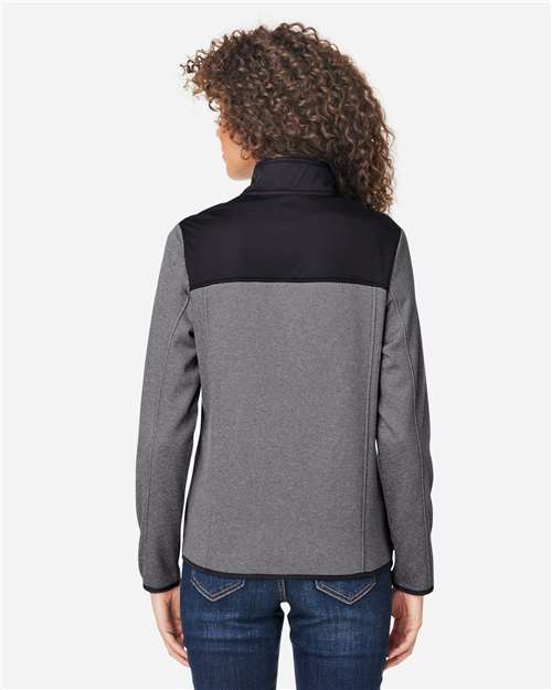 Core365 Women's Venture Heathered Stripe Hybrid Jacket - CE74W Black- White