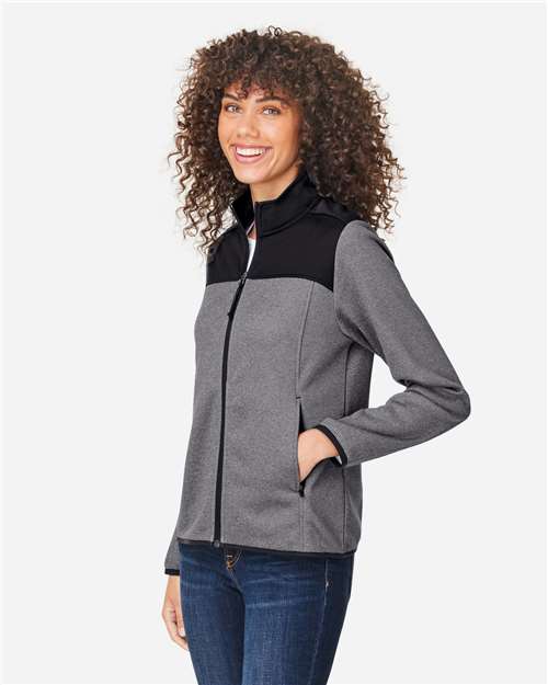 Core365 Women's Venture Heathered Stripe Hybrid Jacket - CE74W Black- White