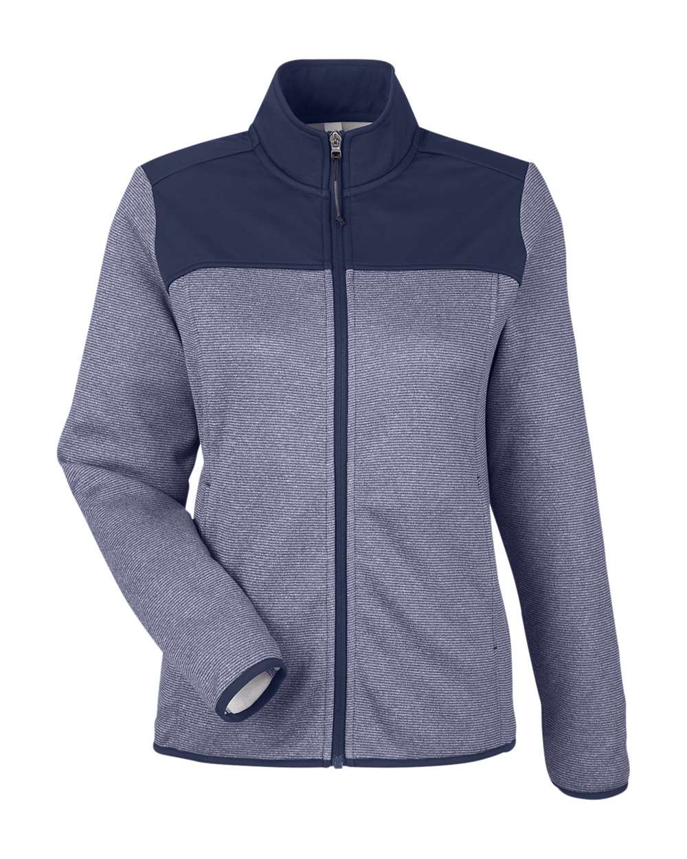 Core365 Women's Venture Heathered Stripe Hybrid Jacket - CE74W Classic Navy- White