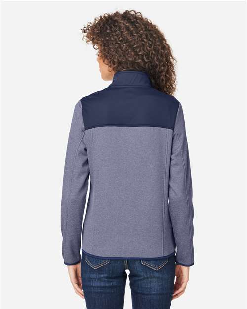 Core365 Women's Venture Heathered Stripe Hybrid Jacket - CE74W Classic Navy- White