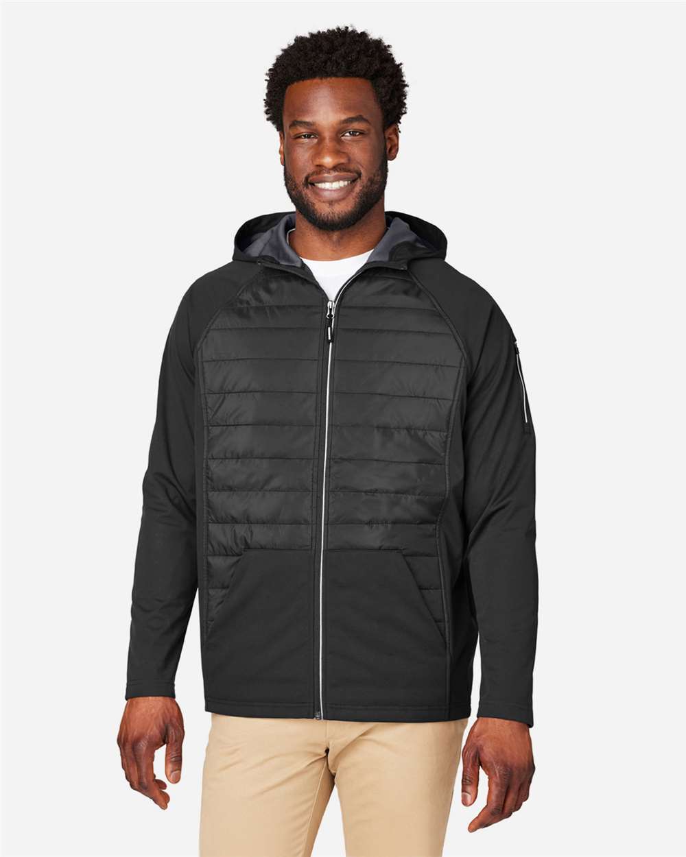 Core365 Unisex Techno Lite Hybrid Hooded Jacket - CE808 Black