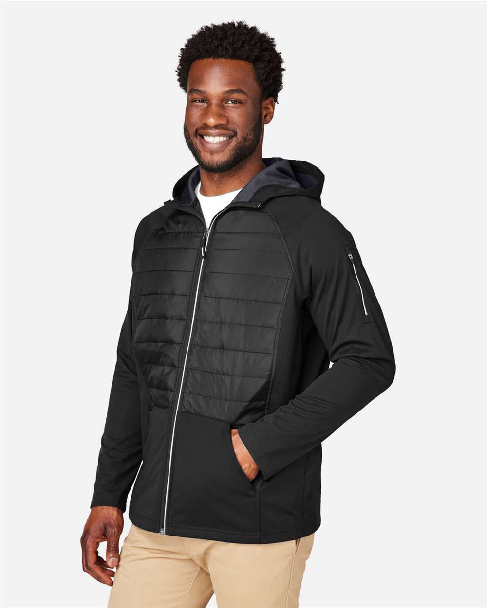 Core365 Unisex Techno Lite Hybrid Hooded Jacket - CE808 Black