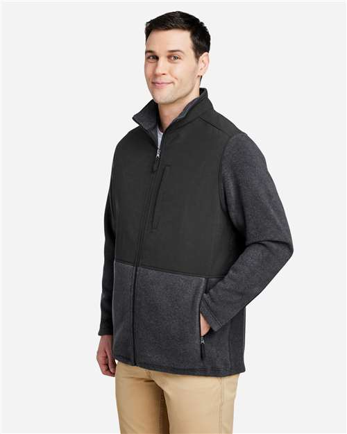 Core365 Men's Journey Summit Hybrid Full-Zip - CE890 Heather Charcoal- Black