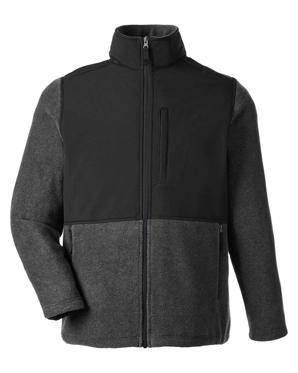 Core365 Men's Journey Summit Hybrid Full-Zip - CE890 Heather Charcoal- Black