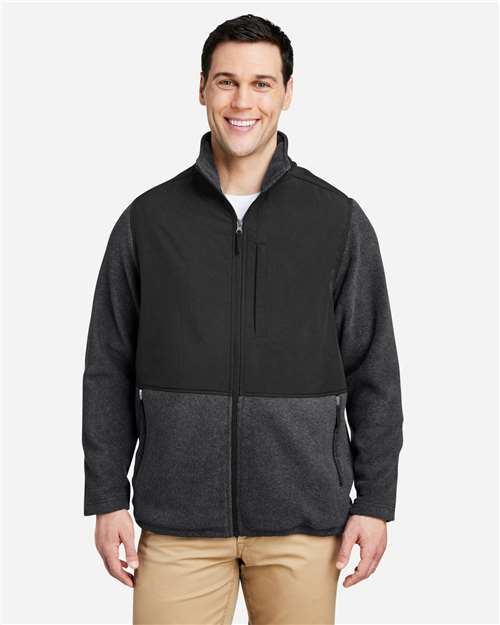 Core365 Men's Journey Summit Hybrid Full-Zip - CE890 Heather Charcoal- Black