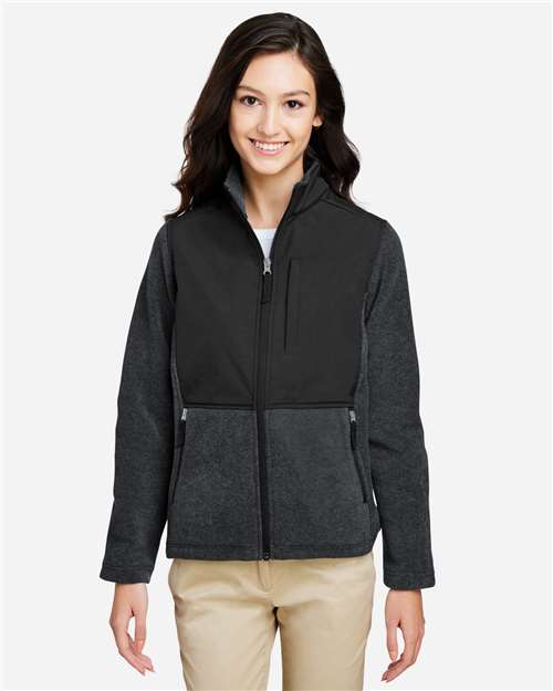 Core365 Women's Journey Summit Hybrid Full-Zip - CE890W Heather Charcoal- Black