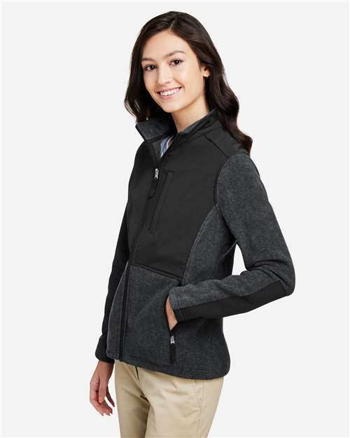 Core365 Women's Journey Summit Hybrid Full-Zip - CE890W Heather Charcoal- Black