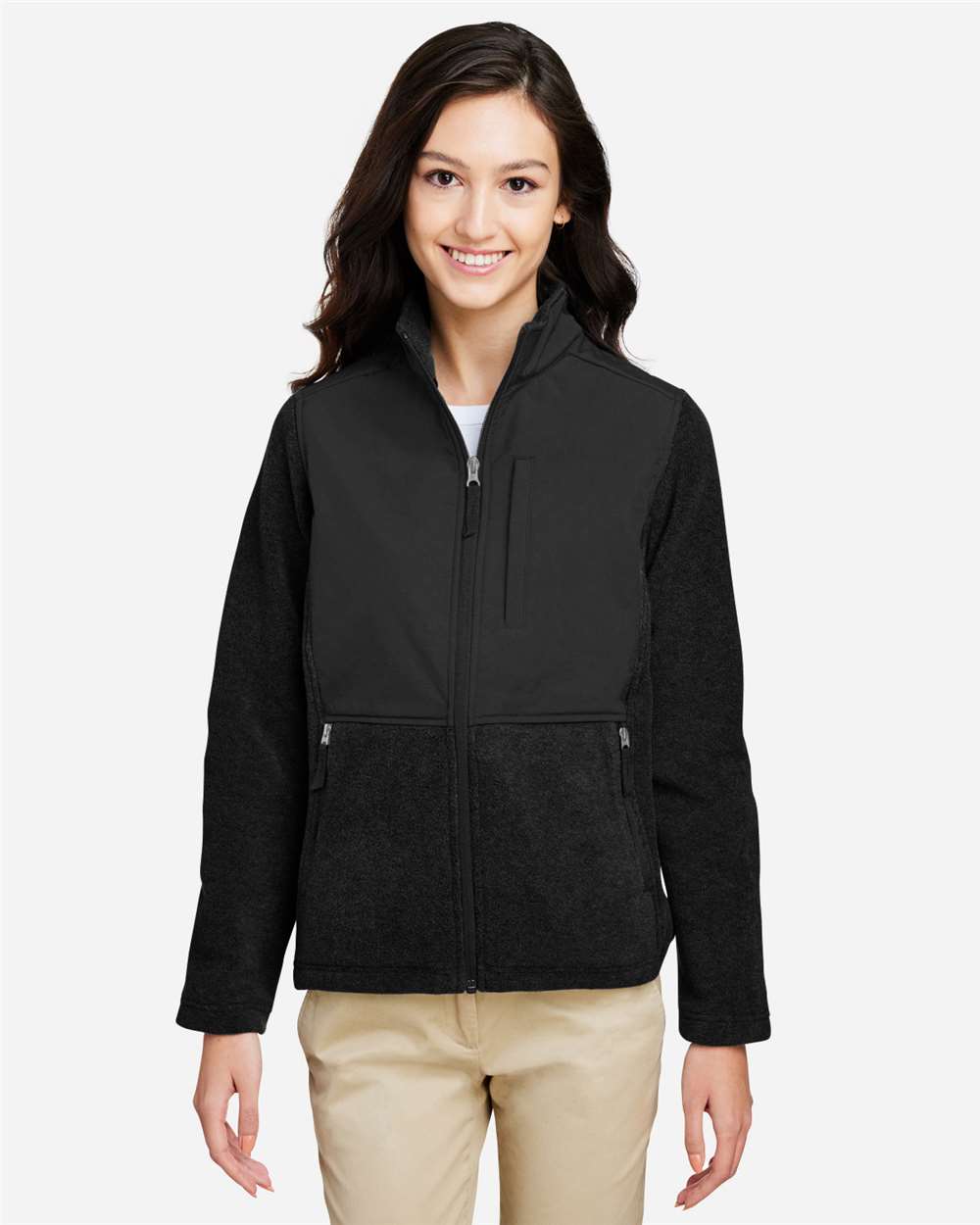 Core365 Women's Journey Summit Hybrid Full-Zip - CE890W Black- Black