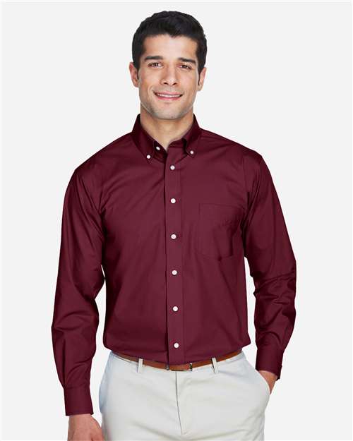 Devon & Jones Men's Crown Collection® Broadcloth Woven Dress Shirt - D620 Burgundy