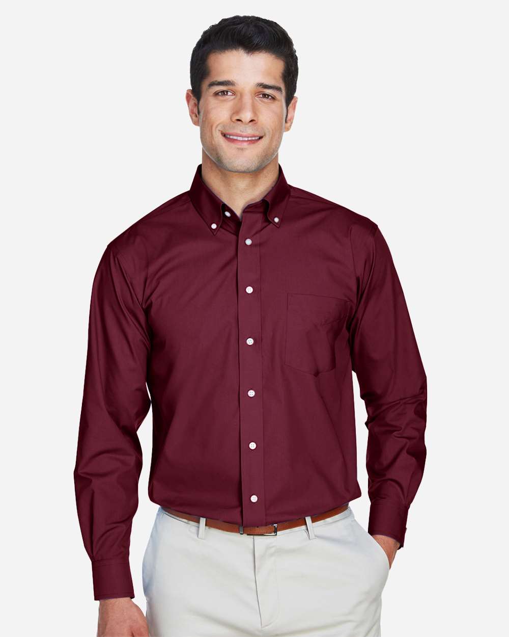 Devon & Jones Men's Crown Collection® Broadcloth Woven Dress Shirt - D620 Burgundy