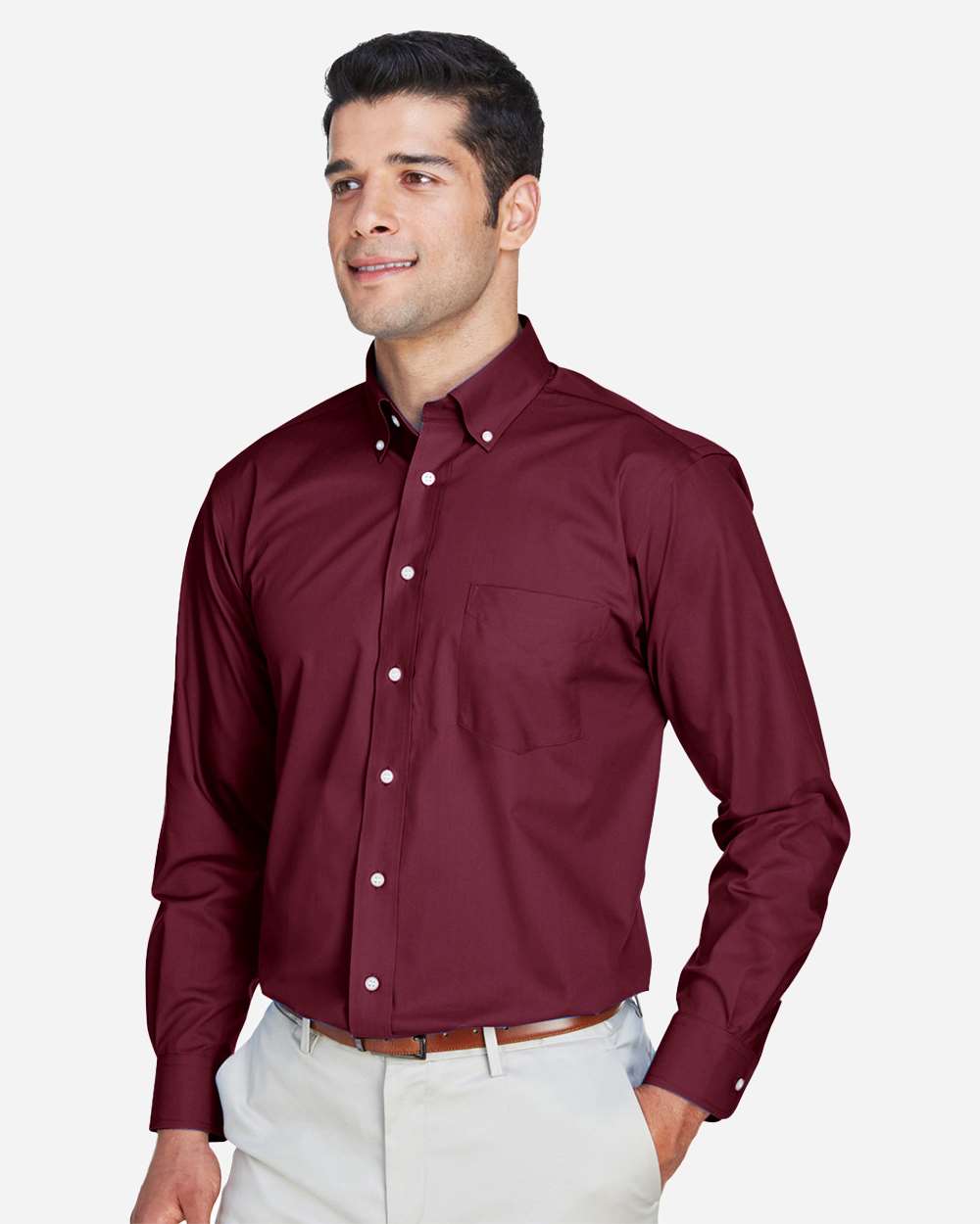 Devon & Jones Men's Crown Collection® Broadcloth Woven Dress Shirt - D620 Burgundy