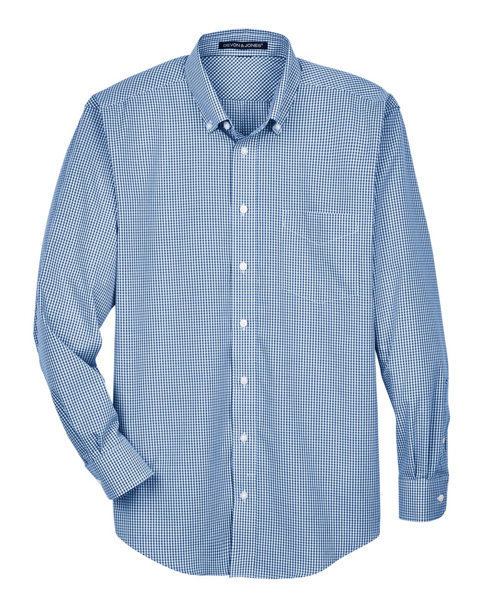 Devon & Jones Men's Crown Collection® Gingham Check Woven Dress Shirt - D640 French Blue