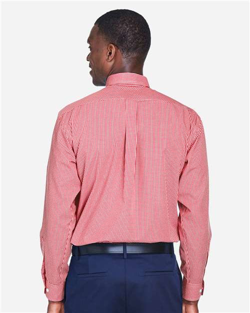 Devon & Jones Men's Crown Collection® Gingham Check Woven Dress Shirt - D640 Red