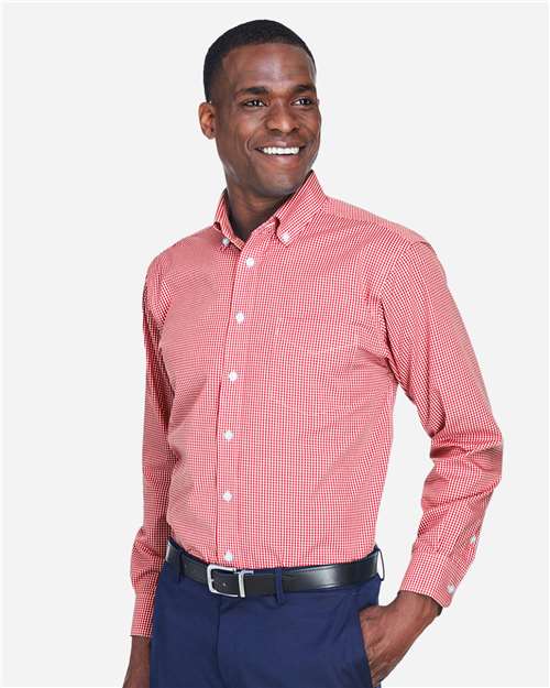 Devon & Jones Men's Crown Collection® Gingham Check Woven Dress Shirt - D640 Red