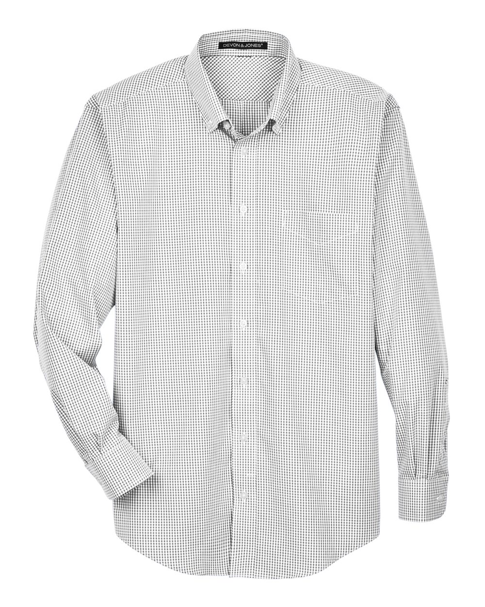 Devon & Jones Men's Crown Collection® Gingham Check Woven Dress Shirt - D640 Silver