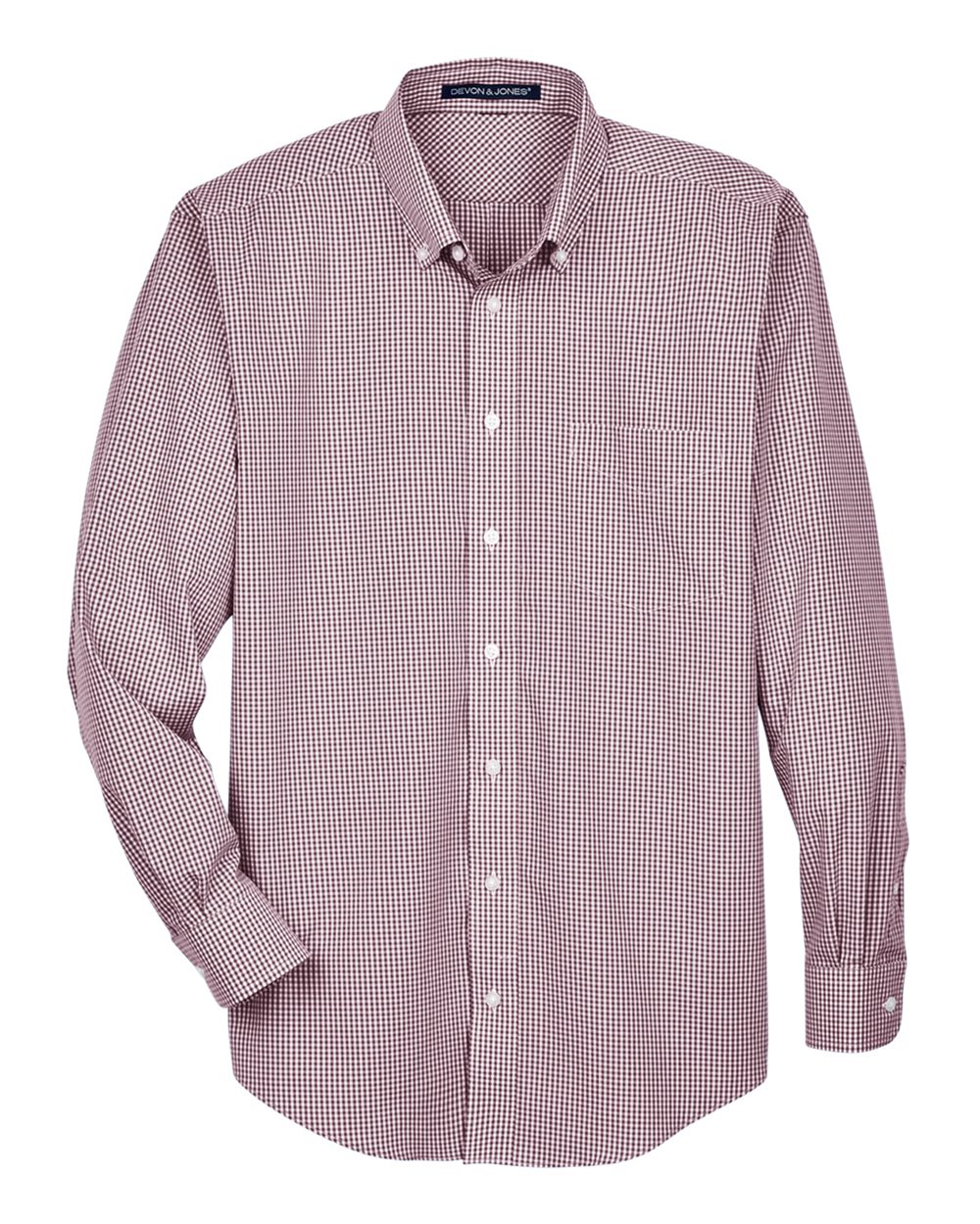Devon & Jones Men's Crown Collection® Gingham Check Woven Dress Shirt - D640 Burgundy