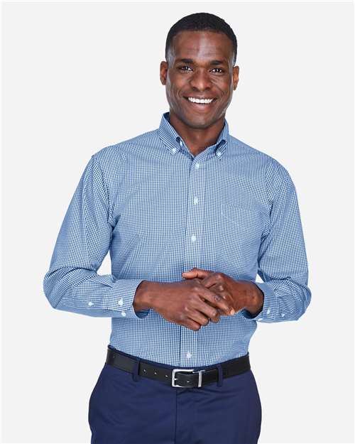 Devon & Jones Men's Crown Collection® Gingham Check Woven Dress Shirt - D640 French Blue