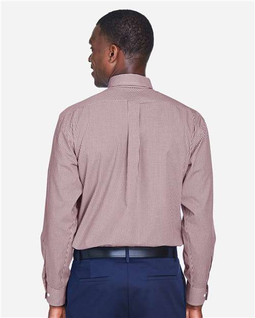 Devon & Jones Men's Crown Collection® Gingham Check Woven Dress Shirt - D640 Burgundy