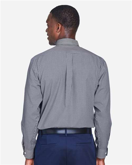 Devon & Jones Men's Crown Collection® Gingham Check Woven Dress Shirt - D640 Navy
