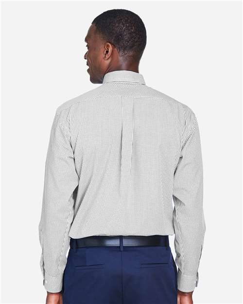 Devon & Jones Men's Crown Collection® Gingham Check Woven Dress Shirt - D640 Silver
