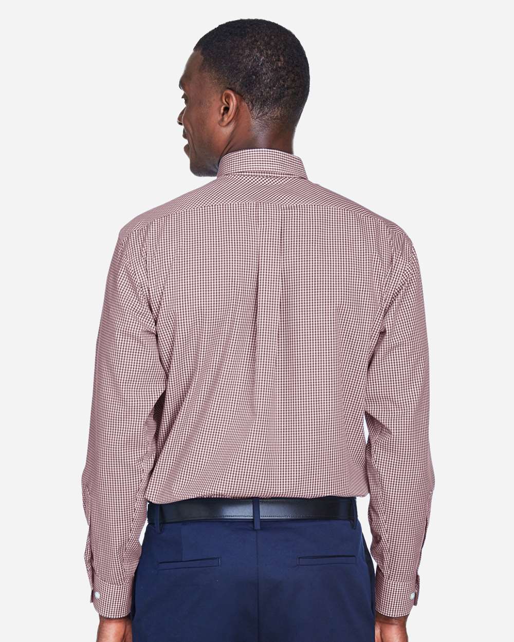 Devon & Jones Men's Crown Collection® Gingham Check Woven Dress Shirt - D640 Burgundy